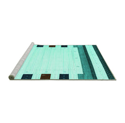 Sideview of Machine Washable Solid Turquoise Modern Area Rugs, wshcon1912turq