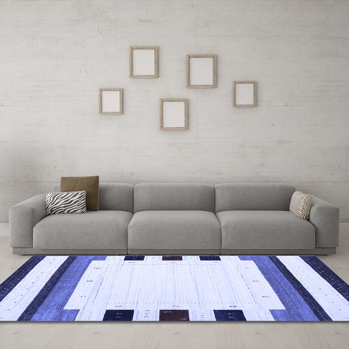 Machine Washable Solid Blue Modern Rug in a Living Room, wshcon1912blu