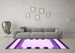 Machine Washable Solid Purple Modern Area Rugs in a Living Room, wshcon1912pur