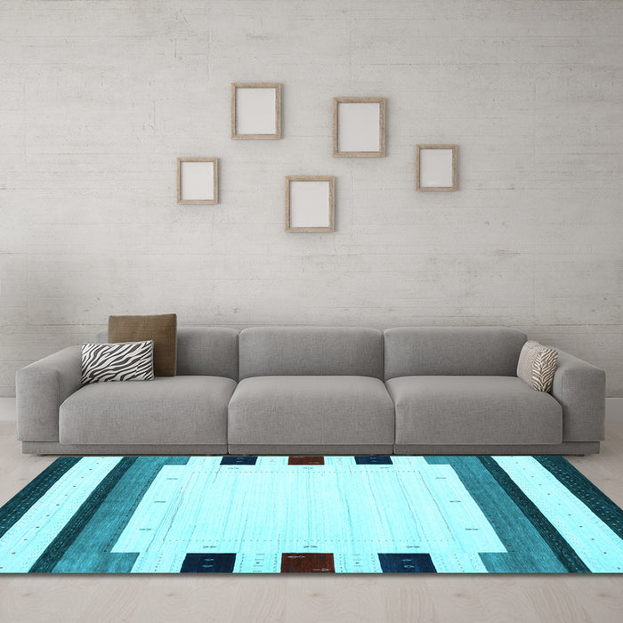 Machine Washable Solid Light Blue Modern Rug in a Living Room, wshcon1912lblu