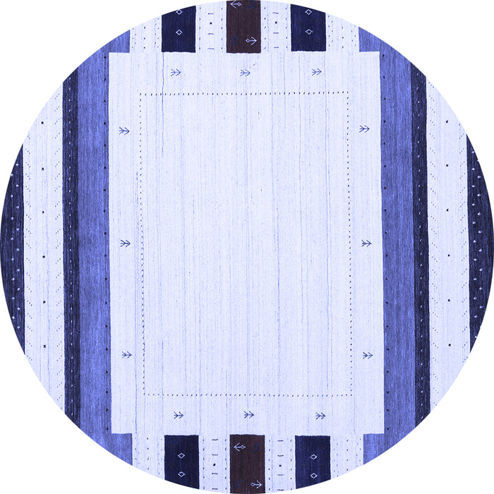 Round Machine Washable Solid Blue Modern Rug, wshcon1912blu