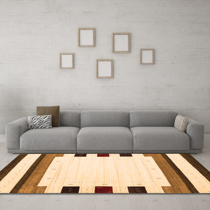 Machine Washable Solid Orange Modern Area Rugs in a Living Room, wshcon1912org