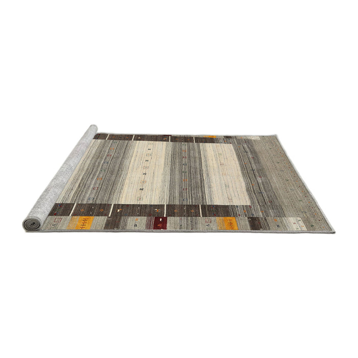 Serging Thickness of Machine Washable Contemporary Army Brown Rug, wshcon1913