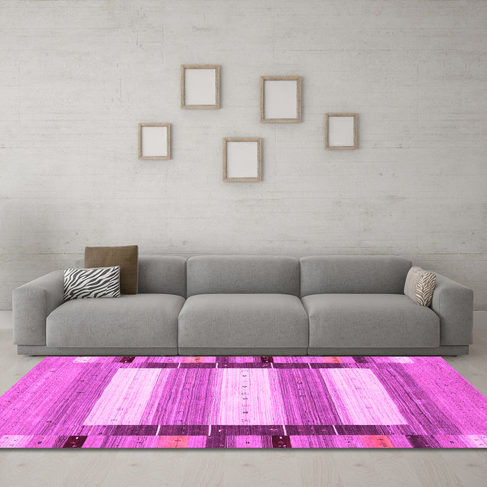 Machine Washable Abstract Pink Contemporary Rug in a Living Room, wshcon1913pnk