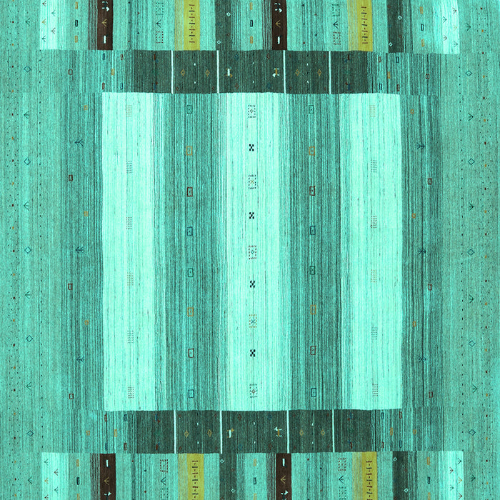 Square Abstract Turquoise Contemporary Rug, con1913turq