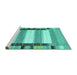 Sideview of Machine Washable Abstract Turquoise Contemporary Area Rugs, wshcon1913turq