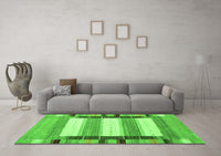 Machine Washable Abstract Green Contemporary Rug, wshcon1913grn