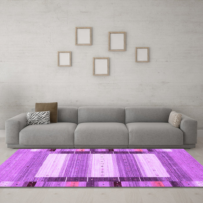 Machine Washable Abstract Purple Contemporary Area Rugs in a Living Room, wshcon1913pur