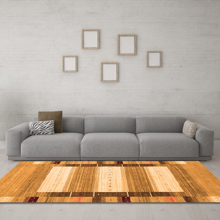 Machine Washable Abstract Orange Contemporary Area Rugs in a Living Room, wshcon1913org