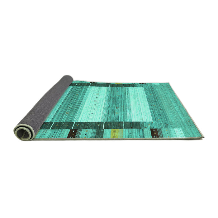 Sideview of Abstract Turquoise Contemporary Rug, con1913turq
