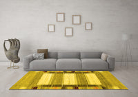 Machine Washable Abstract Yellow Contemporary Rug, wshcon1913yw