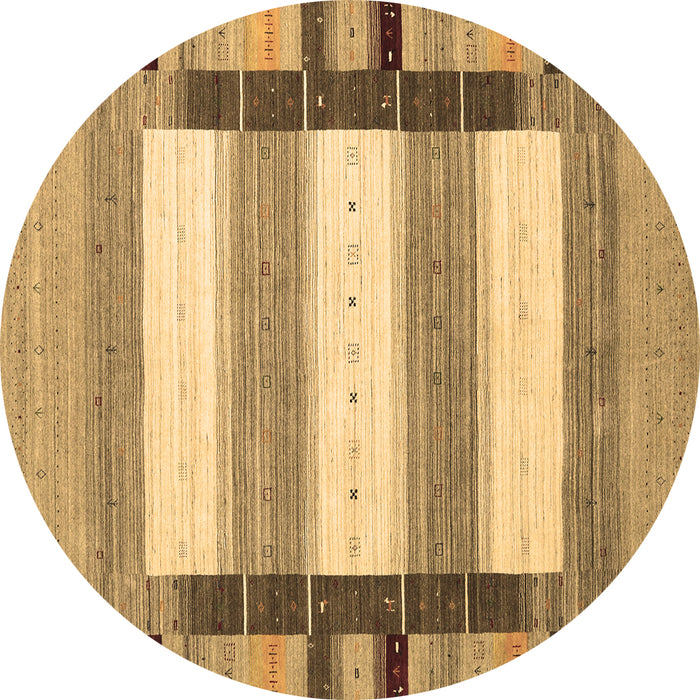 Round Abstract Brown Contemporary Rug, con1913brn