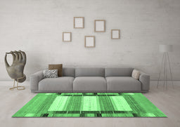 Machine Washable Abstract Emerald Green Contemporary Area Rugs in a Living Room,, wshcon1913emgrn