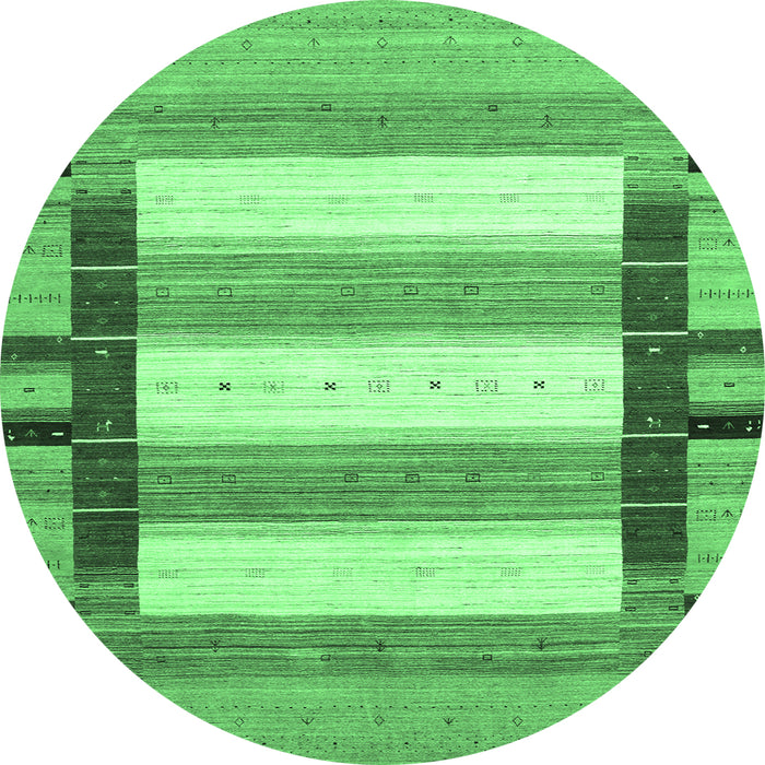 Round Abstract Emerald Green Contemporary Rug, con1913emgrn