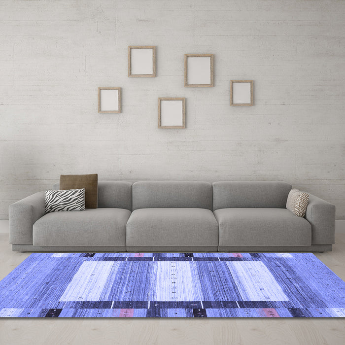 Machine Washable Abstract Blue Contemporary Rug in a Living Room, wshcon1913blu