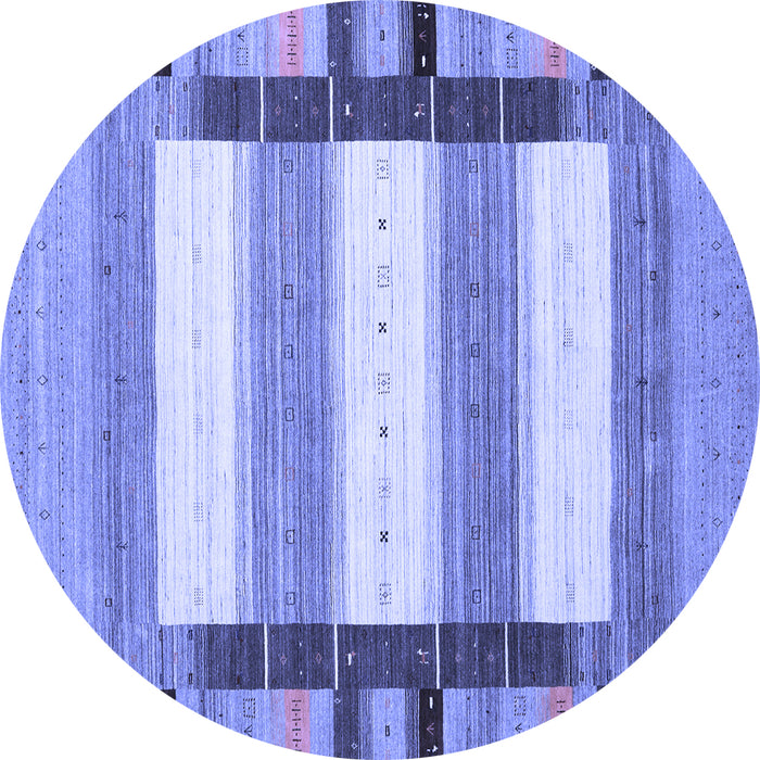 Round Abstract Blue Contemporary Rug, con1913blu