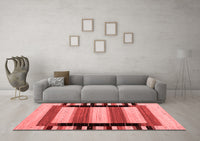 Machine Washable Abstract Red Contemporary Rug, wshcon1914red