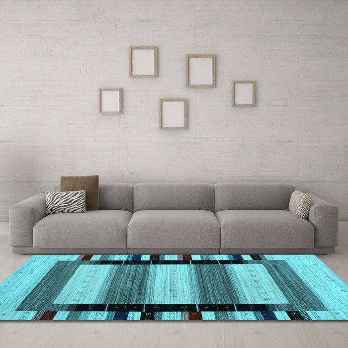 Machine Washable Abstract Light Blue Contemporary Rug in a Living Room, wshcon1914lblu