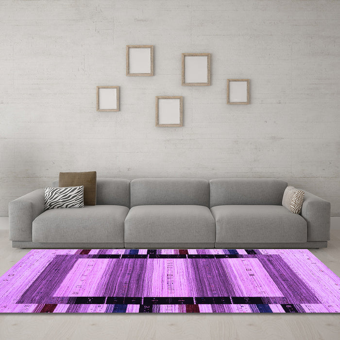 Machine Washable Abstract Purple Contemporary Area Rugs in a Living Room, wshcon1914pur