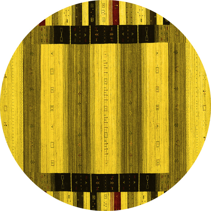 Round Abstract Yellow Contemporary Rug, con1914yw