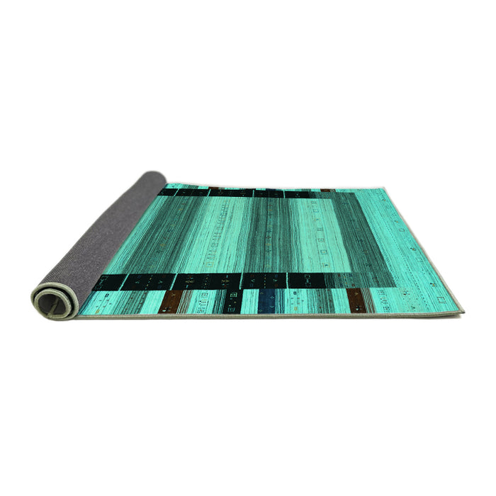 Sideview of Abstract Turquoise Contemporary Rug, con1914turq