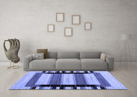 Machine Washable Abstract Blue Contemporary Rug, wshcon1914blu