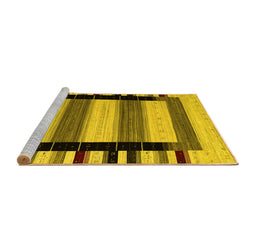Sideview of Machine Washable Abstract Yellow Contemporary Rug, wshcon1914yw