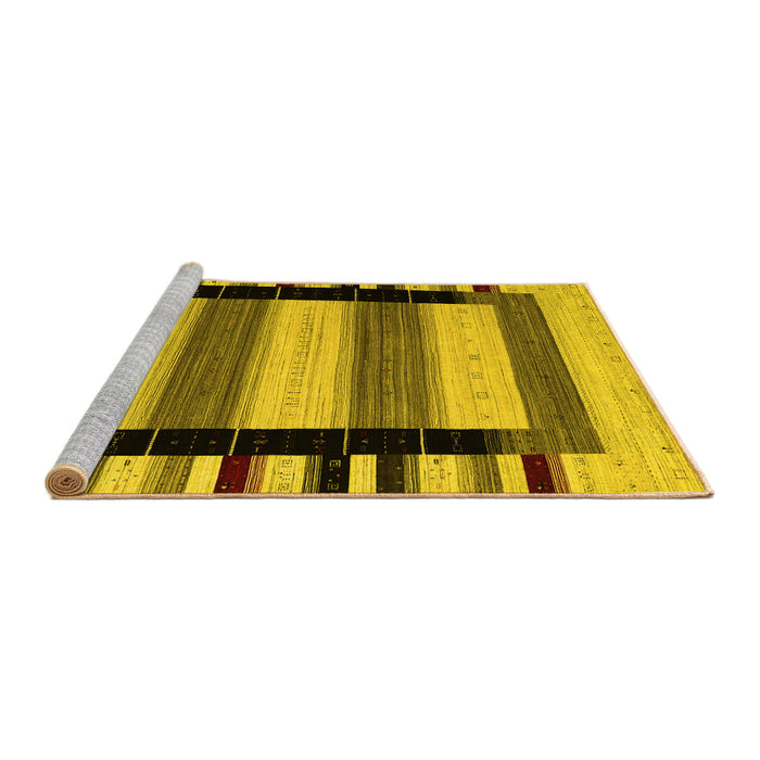 Sideview of Machine Washable Abstract Yellow Contemporary Rug, wshcon1914yw