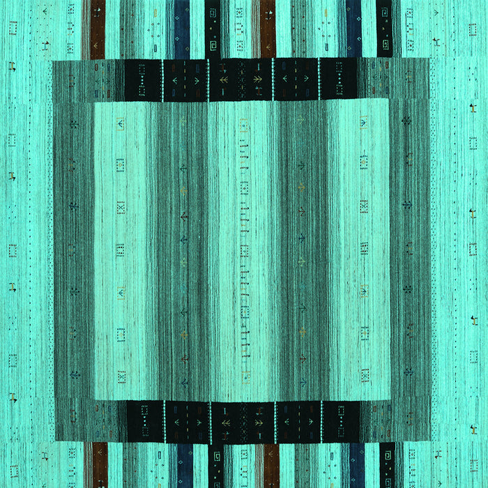 Square Abstract Turquoise Contemporary Rug, con1914turq