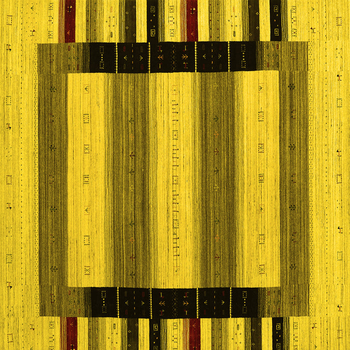Square Abstract Yellow Contemporary Rug, con1914yw