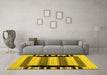 Machine Washable Abstract Yellow Contemporary Rug in a Living Room, wshcon1914yw