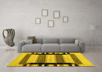 Machine Washable Abstract Yellow Contemporary Rug, wshcon1914yw