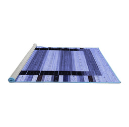 Sideview of Machine Washable Abstract Blue Contemporary Rug, wshcon1914blu