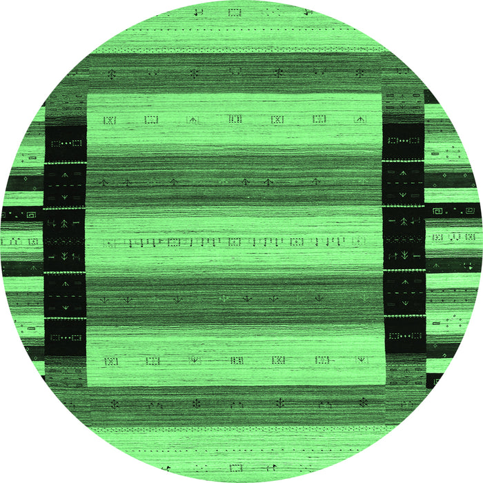 Round Abstract Emerald Green Contemporary Rug, con1914emgrn