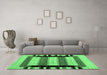 Machine Washable Abstract Emerald Green Contemporary Area Rugs in a Living Room,, wshcon1914emgrn