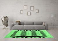 Machine Washable Abstract Emerald Green Contemporary Rug, wshcon1914emgrn