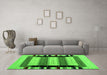 Machine Washable Abstract Green Contemporary Area Rugs in a Living Room,, wshcon1914grn