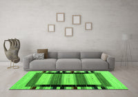 Machine Washable Abstract Green Contemporary Rug, wshcon1914grn