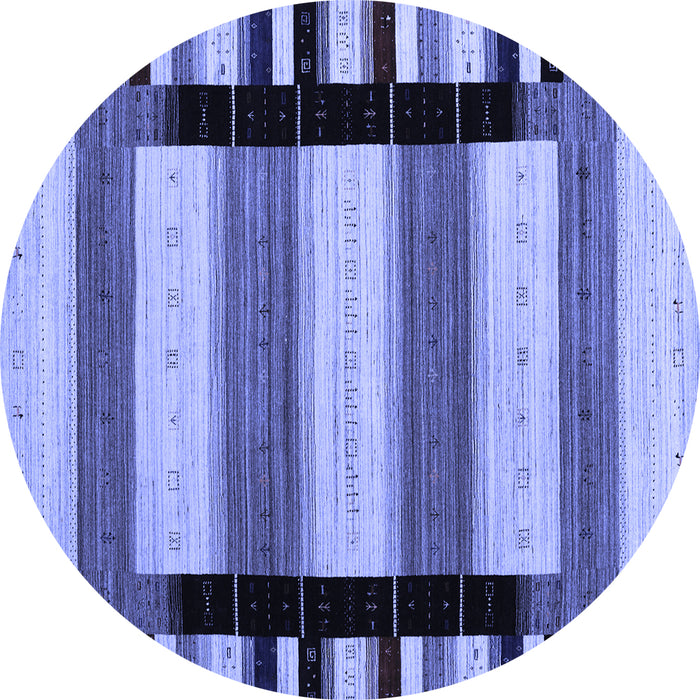 Round Abstract Blue Contemporary Rug, con1914blu