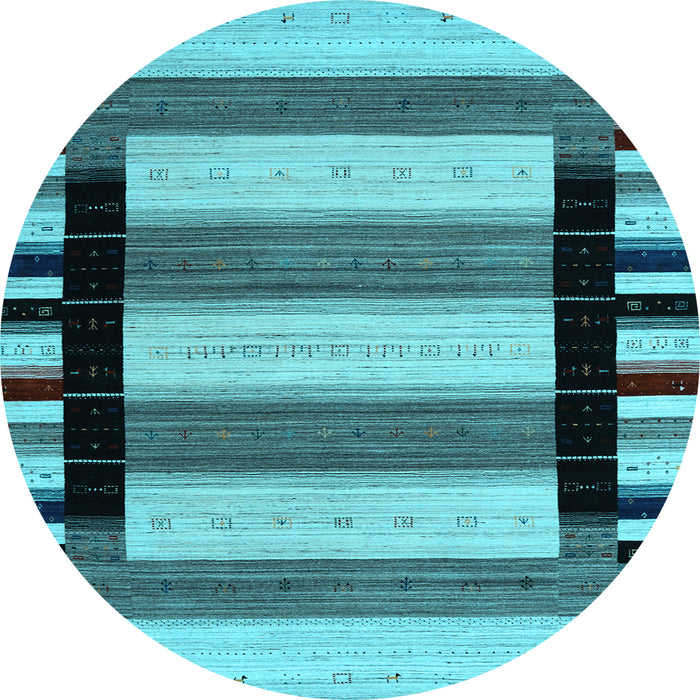Round Abstract Light Blue Contemporary Rug, con1914lblu