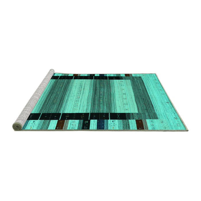 Sideview of Machine Washable Abstract Turquoise Contemporary Area Rugs, wshcon1914turq