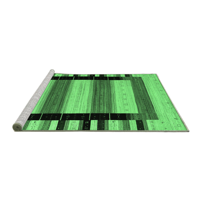 Sideview of Machine Washable Abstract Emerald Green Contemporary Area Rugs, wshcon1914emgrn