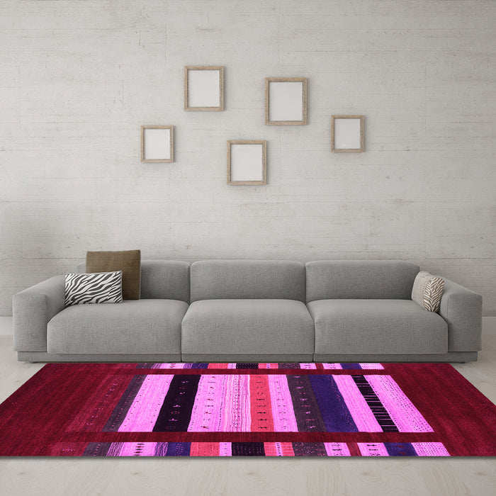 Machine Washable Abstract Pink Contemporary Rug in a Living Room, wshcon1915pnk