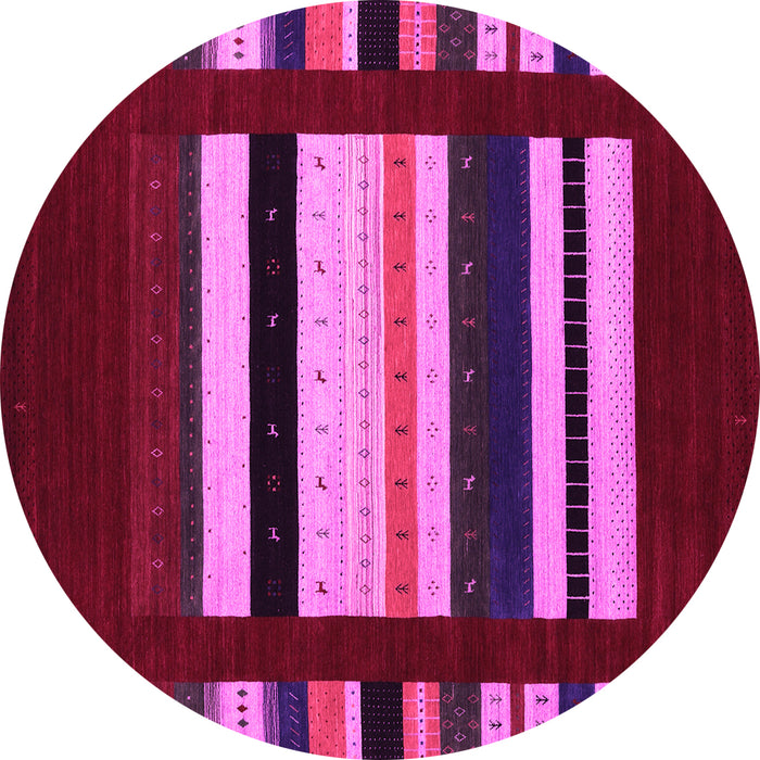 Round Machine Washable Abstract Pink Contemporary Rug, wshcon1915pnk