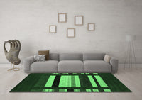 Machine Washable Abstract Emerald Green Contemporary Rug, wshcon1915emgrn