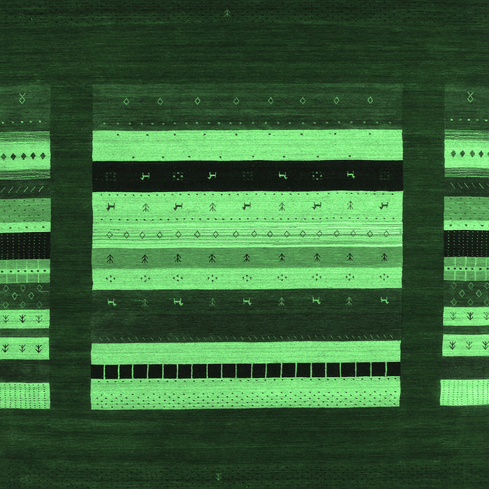 Square Machine Washable Abstract Emerald Green Contemporary Area Rugs, wshcon1915emgrn