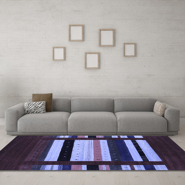 Machine Washable Abstract Blue Contemporary Rug in a Living Room, wshcon1915blu