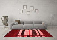 Machine Washable Abstract Red Contemporary Rug, wshcon1915red