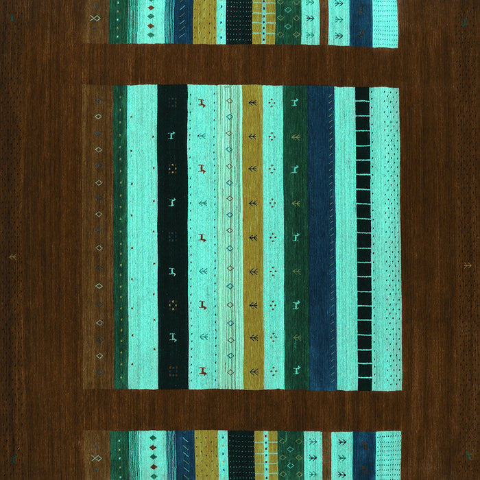 Square Machine Washable Abstract Turquoise Contemporary Area Rugs, wshcon1915turq