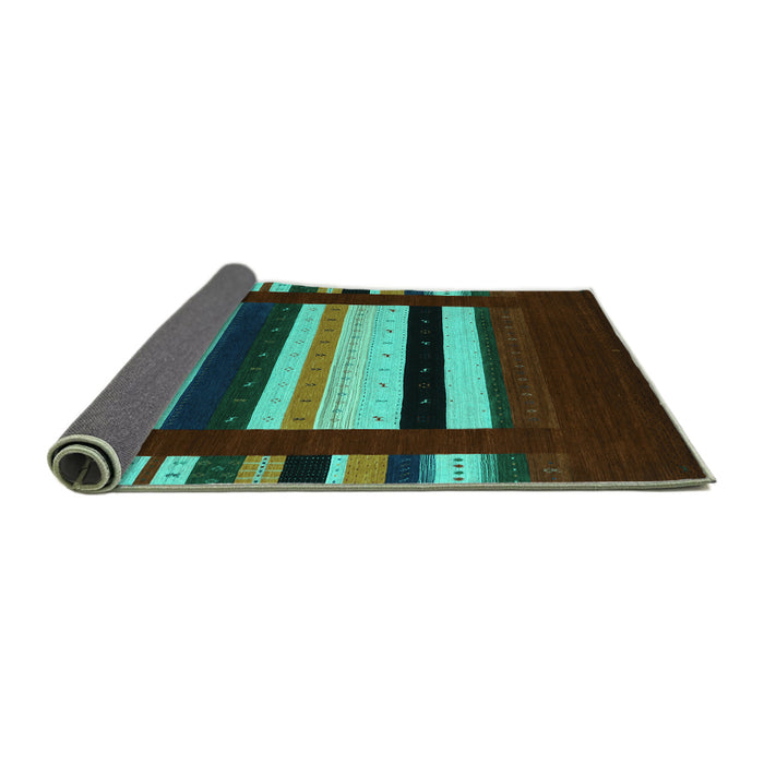 Sideview of Abstract Turquoise Contemporary Rug, con1915turq